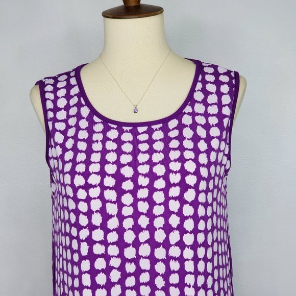 Susan Graver Liquid Knit Purple Circles Top, Size XS - Picture 2 of 11